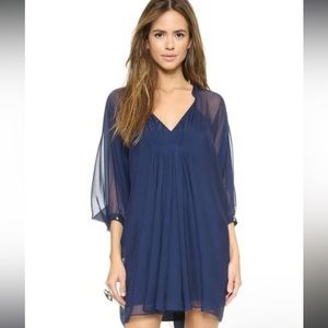 Diane von Furstenberg 100% silk butterfly fleurette dress navy